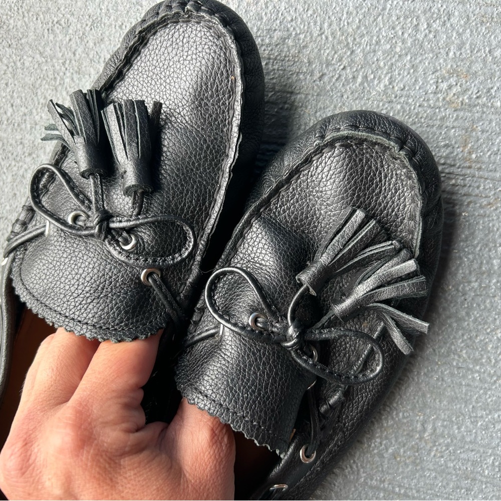 Coach Black Pebbled Leather Tassel Moccasins - Picture 8 of 10